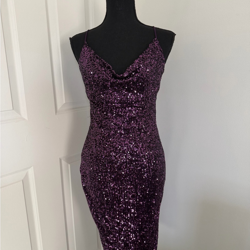 Elegant Sexy Purple Sequin Dress